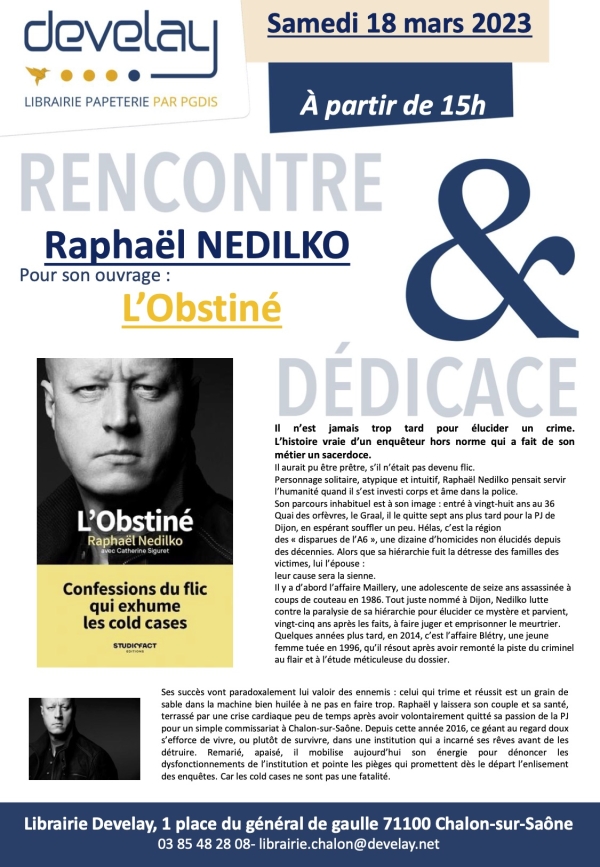 Rencontre et dédicace avec Raphaël Nedilko à la librairie Develay