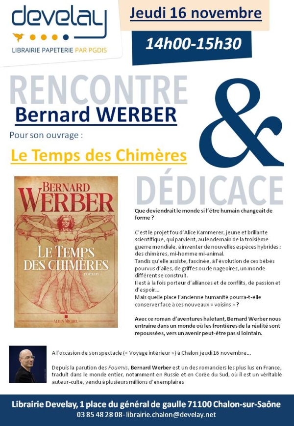 Rencontre et dédicace avec Bernard Werber, jeudi à la librairie Develay