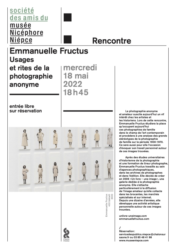 Société des amis du musée Nicéphore Niépce : Rencontre ce mercredi avec Emmanuelle Fructus 'Usages et rites de la photographie anonyme"