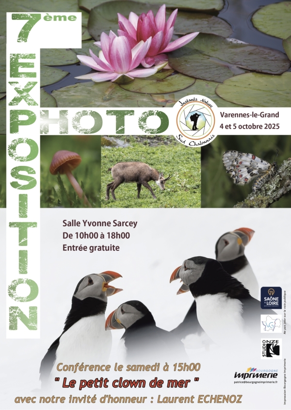 Samedi 4 et dimanche 5 octobre à Varennes-le-Grand, venez découvrir l'exposition photographique sur la nature  