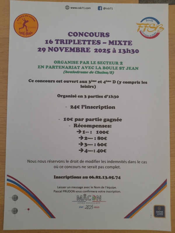 Boules Lyonnaises: Le secteur 2 vous annonce ses concours du 29 et 30 novembre , vite inscrivez vous! i