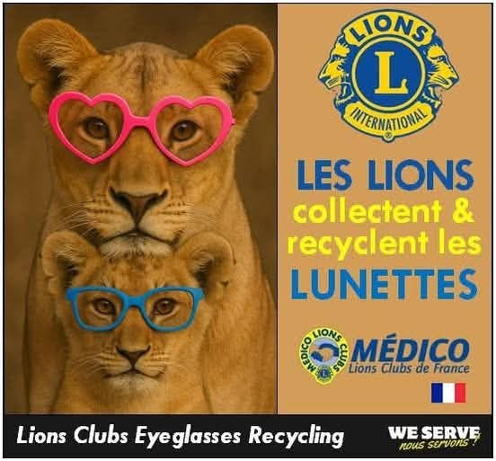 Collecte des lunettes usagées le 9 octobre, Place de la Mairie de 10h00 à 18h00. 