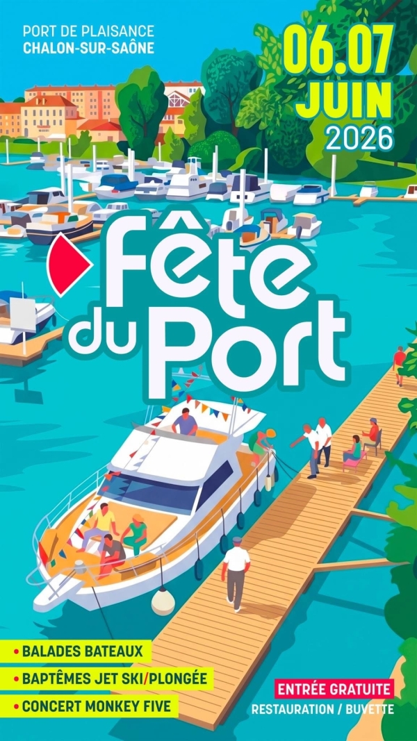 Le 6 et 7 juin 2026, venez nombreux participer à la fête du port de plaisance de Chalon-sur-Saône, de nombreuses animations vous y attendent!  