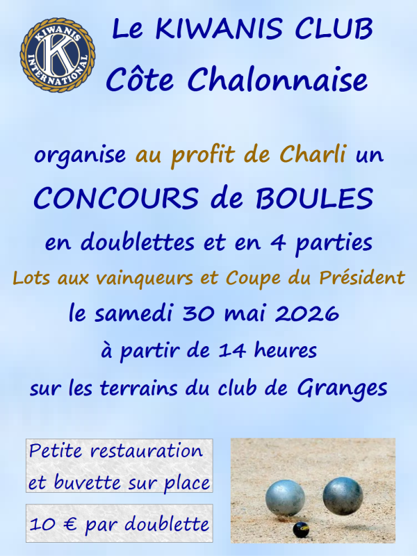 Concours de pétanque du 30 mai à 14 heures 