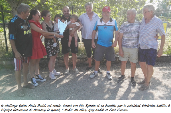 La triplette Da Silva, Guy André et Fred Ferreira (Sennecey-le-Grand) remporte le challenge Galin Alain David organisé par La Boule Cheminot