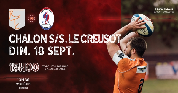 Dimanche ne ratez pas le derby Rugby Tango Chalonnais contre le Club Olympique Creusot