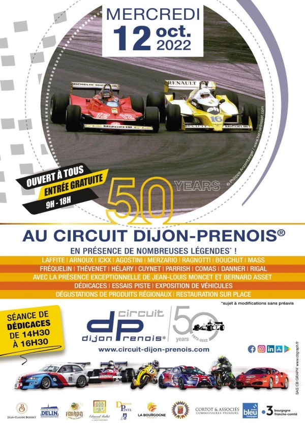 Festivités "50 ans" : Le Circuit Dijon-Prenois se prépare à fêter son anniversaire mercredi 12 Octobre