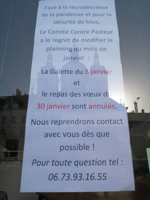 Annulation de la Galette des Rois du Comité de quartier Centre-Pasteur 