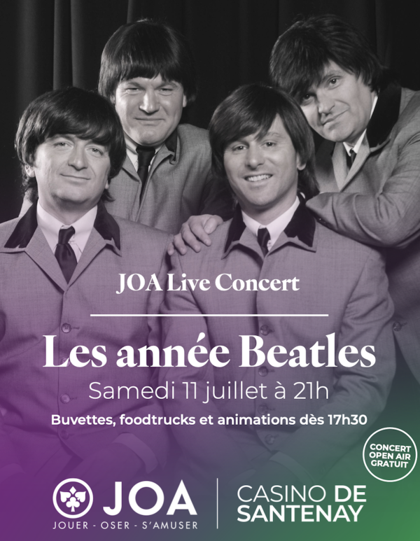 Concert en hommage aux Beatles, le 11 juillet au Casino de Santenay. Entrée libre