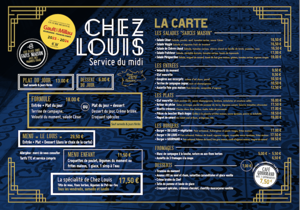 “Chez Louis” – La nouvelle carte arrive cette semaine !