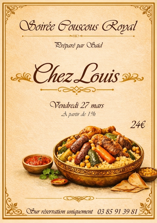 Soirée Couscous royal Chez Louis : une invitation au voyage !