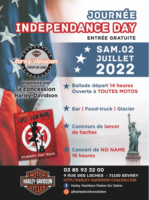 Chez Harley-Davidson Chalon, on fête l’Independance Day ce samedi 2 juillet