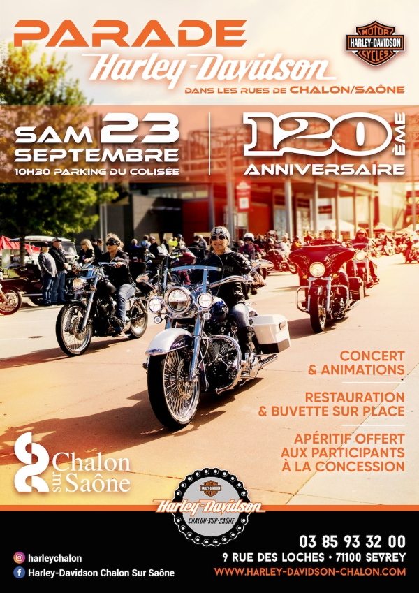 Parade de HARLEY DAVIDSON dans les rues de Chalon-sur-Saône !