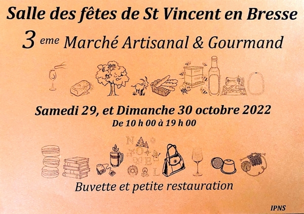 Saint-Vincent-en-Bresse : Marché artisanal et gourmand le dernier week-end d’octobre
