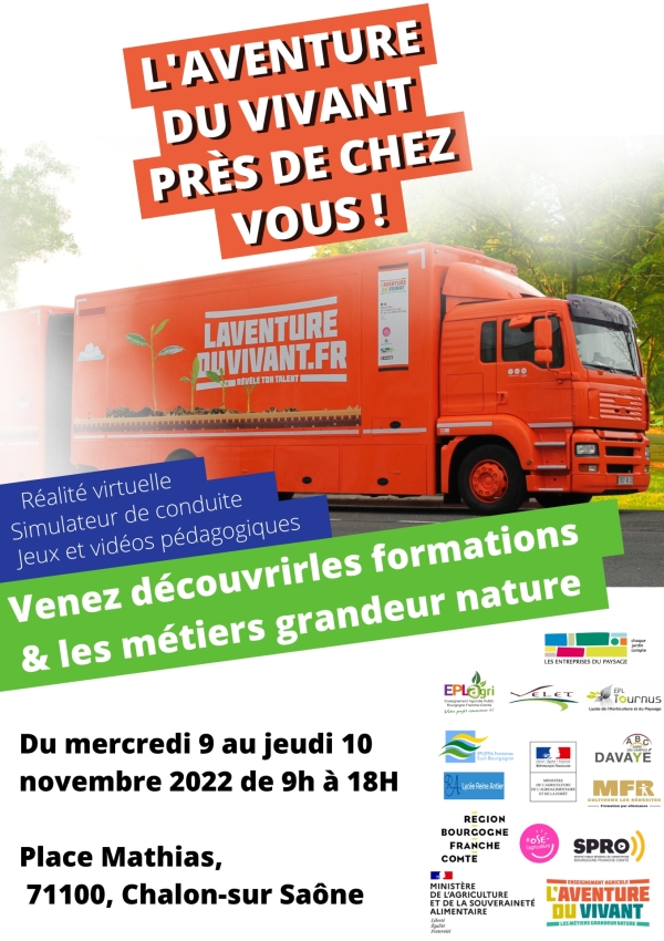 Le camion de "l'Aventure du vivant" les 9 et 10 novembre à Chalon, place Mathias.