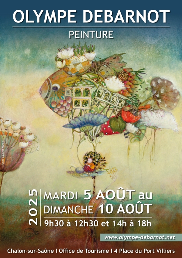 Olympe Debarnot peintre et illustratrice expose ses oeuvres à l'Office de tourisme de Chalon du mardi 5 août au dimanche 10 août 2025.