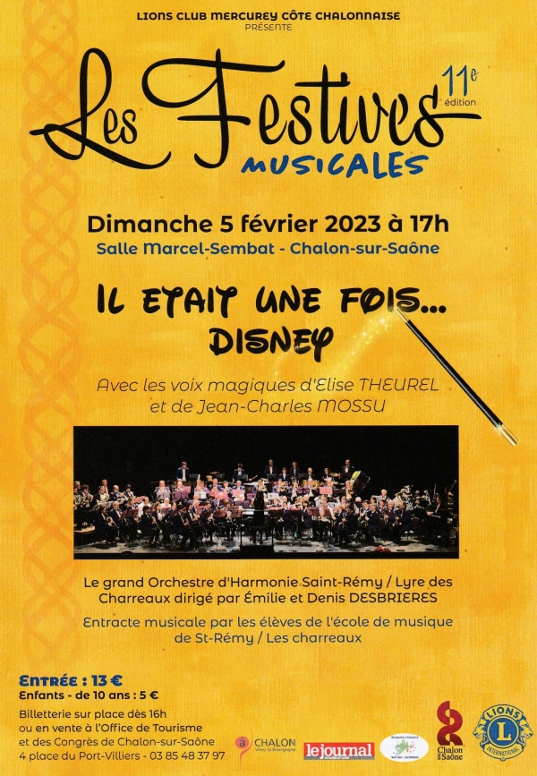 Les FESTIVES MUSICALES, c'est demain Dimanche 5 février à 17h00 salle Marcel Sembat à Chalon sur Saône