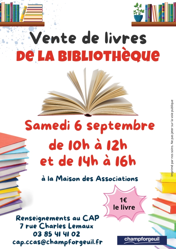 Champforgeuil : Vente de livres à la bibliothèque  samedi 6 septembre