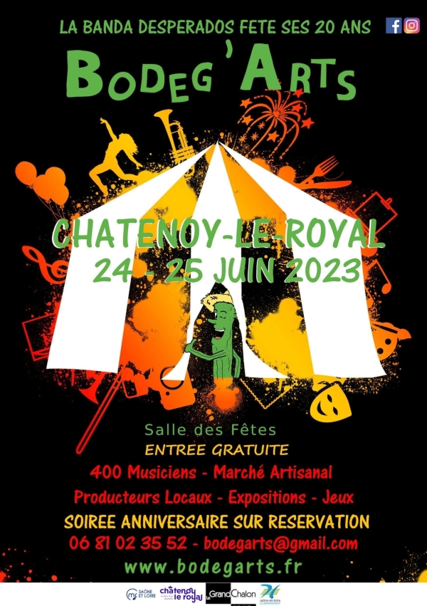 la 4ème édition de "Bodeg'arts" organisée par la Banda Desperado se déroulera à Châtenoy le Royal les 24 et 25 juin 2023 
