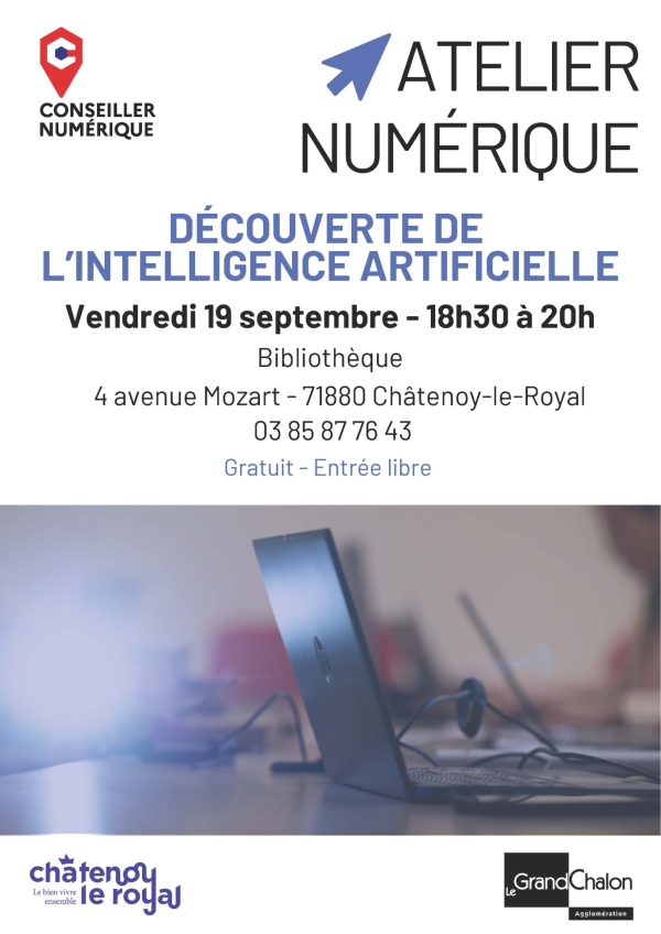 Châtenoy le Royal : Conférence sur la découverte de l’intelligence artificielle vendredi 19 septembre à 18h30 bibliothèque municipale