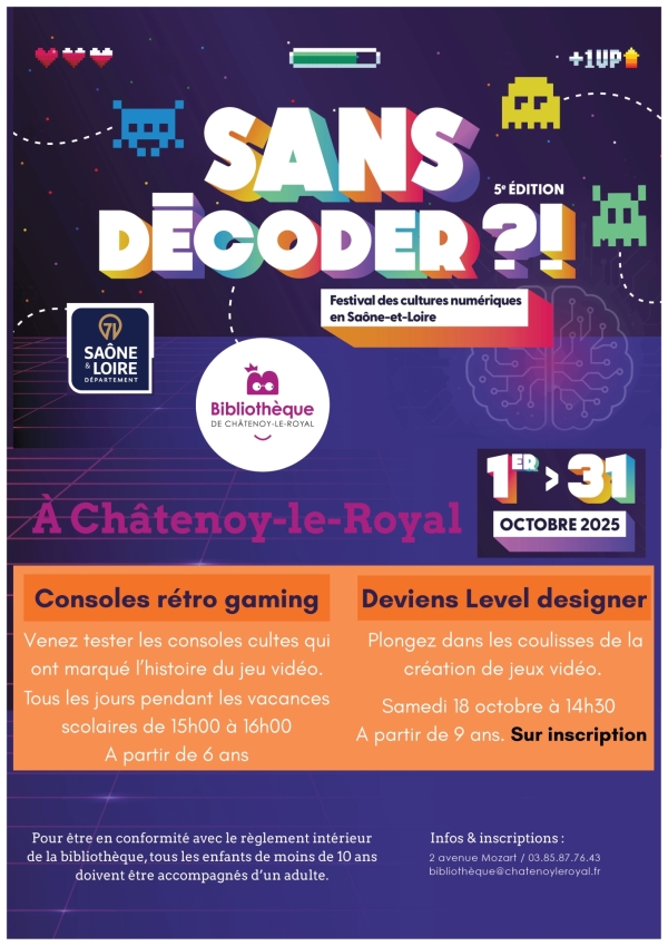 Bibliothèque de Châtenoy le Royal : 5ème édition du Festival des cultures numériques "Sans Décoder?!" du 1er au 31 octobre 2025.