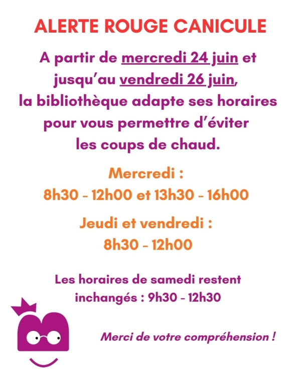 Châtenoy le Royal - ATTENTION modifications horaires Bibliothèque
