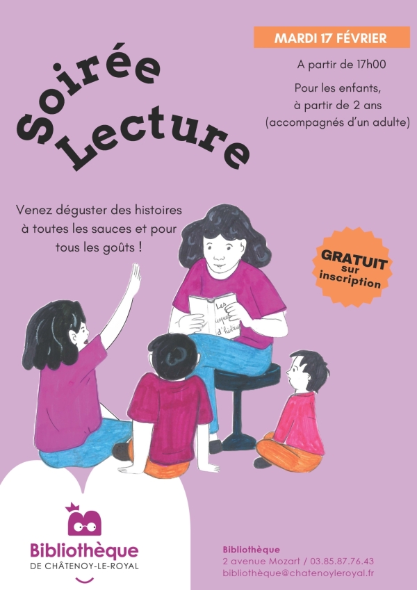 Bibliothèque Châtenoy le Royal - Soirée lecture mardi 17 févier à partir de 17h00.