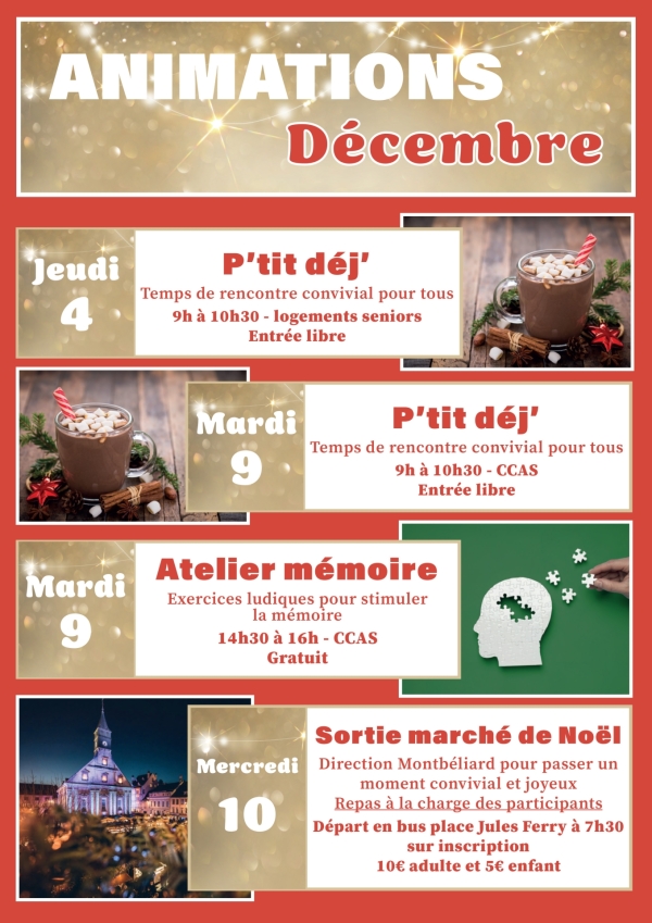 CCAS Châtenoy le Royal : Animations de décembre 2025