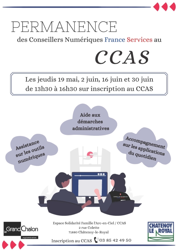 Le CCAS de Châtenoy le Royal ouvre les inscription pour la permanence des Conseillers Numériques France Services
