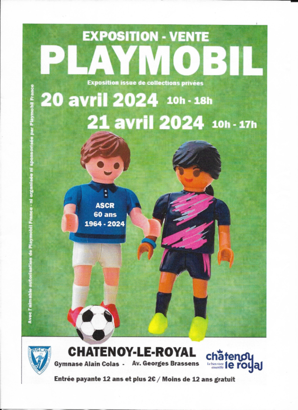 La grande exposition Playmobil du week-end des 20 avril de 10h00 à 18h00 et 21 avril de 10h00 à 17h00 est en pleine préparation au club de foot de Châtenoy le Royal.