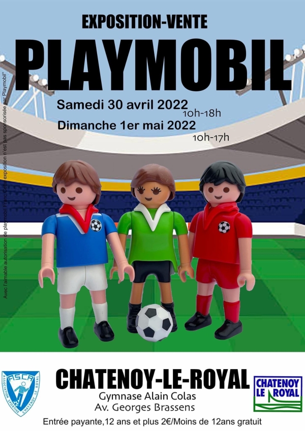 Exposition vente 2022 de Playmobil à Châtenoy le Royal le samedi 30 Avril  et dimanche 1er Mai au gymnase Alain Colas