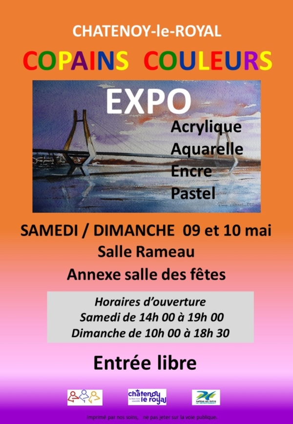 Châtenoy le Royal - Expositions "COPAINS COULEURS" salle Rameau et "CERCLE PHILATELIQUE" salle des fêtes les 09 et 10 mai 2026.