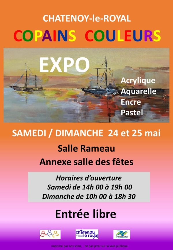 Copains Couleurs exposition annuelle les 24 et 25 mai à la salle Rameau de Châtenoy le Royal