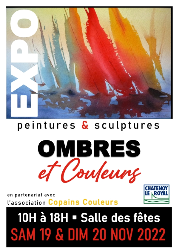 "Ombres et Couleurs" : Exposition à la salle des fêtes Maurice Ravel de Châtenoy le Royal samedi 19 et dimanche 20 novembre de 10h00 à 18h00.