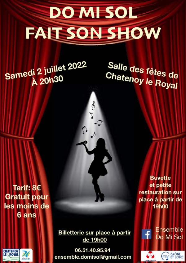 L'association Ensemble DoMiSol "Fait son show" le samedi 2 juillet 2022 à partir de 20h30 salle de Fêtes Châtenoy le Royal