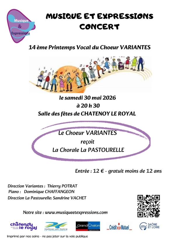 Châtenoy le Royal - 14ème printemps vocal du Chœur Variantes samedi 30 mai à 20h30.