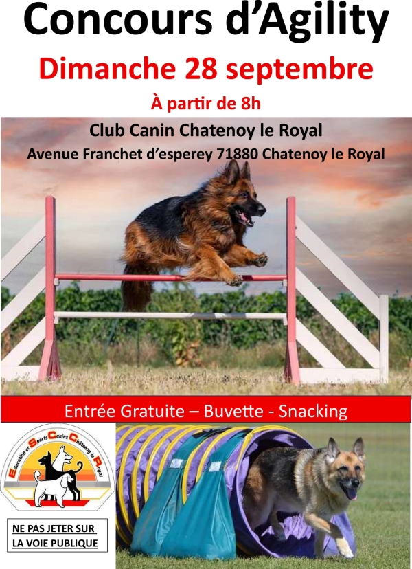 Châtenoy le Royal : le club canin organise son concours d'agility le 28 septembre 2025 sur le terrain du club