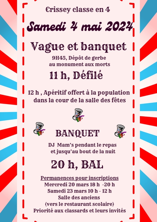 Crissey, il est temps de faire la fête avec les conscrits de la classe en 4  samedi 4 mai 2024