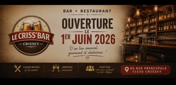 Crissey - Ouverture du CRISS'BAR lundi 1er juin 2026