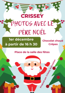 Photos avec le Père Noël à Crissey le 1er décembre à partir de 16h30