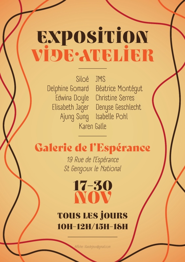 Saint Gengoux le National : Exposition Vide Atelier Galerie de l'Espérance du 17 au 30 novembre