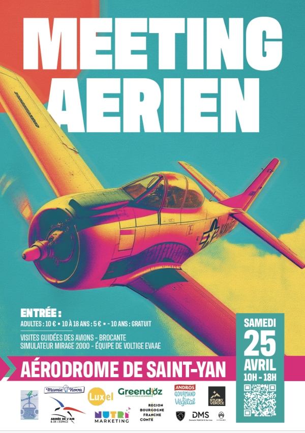  Meeting Aérien de Saint YAN samedi 25 Avril 2026  à partir de 10 h à l' ENAC.