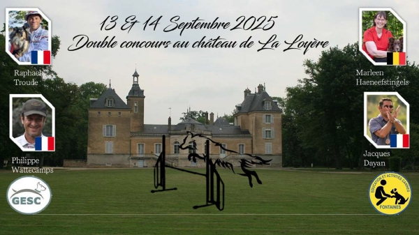 Les clubs canins de Fontaines (EACF) et de Gergy (GESC) organisent un double concours d'Agility au Château de la Loyère les 13 et 14 septembre, début des épreuves 8h00.