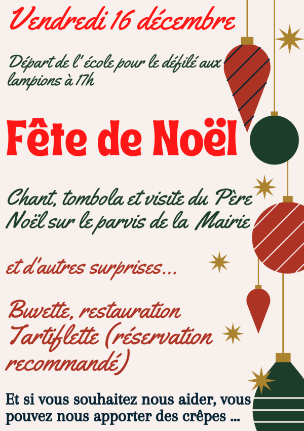 L'école de Fontaines fête Noël vendredi 16 décembre à 17h00