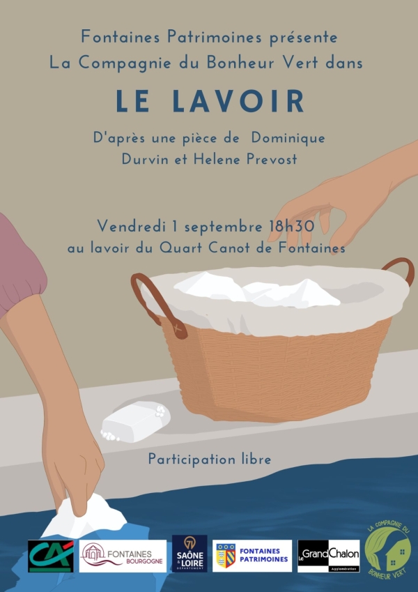 Fontaines : Représentation théâtrale "Le Lavoir " vendredi 1er septembre à 18h30 au lavoir du Quart Canot.