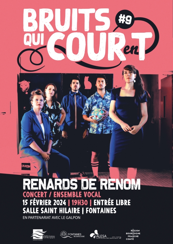  CONCERT de l'ensemble vocal RENARDS DE RENOM à la salle Saint Hilaire de Fontaines jeudi 15 février 2024 à 19h30.