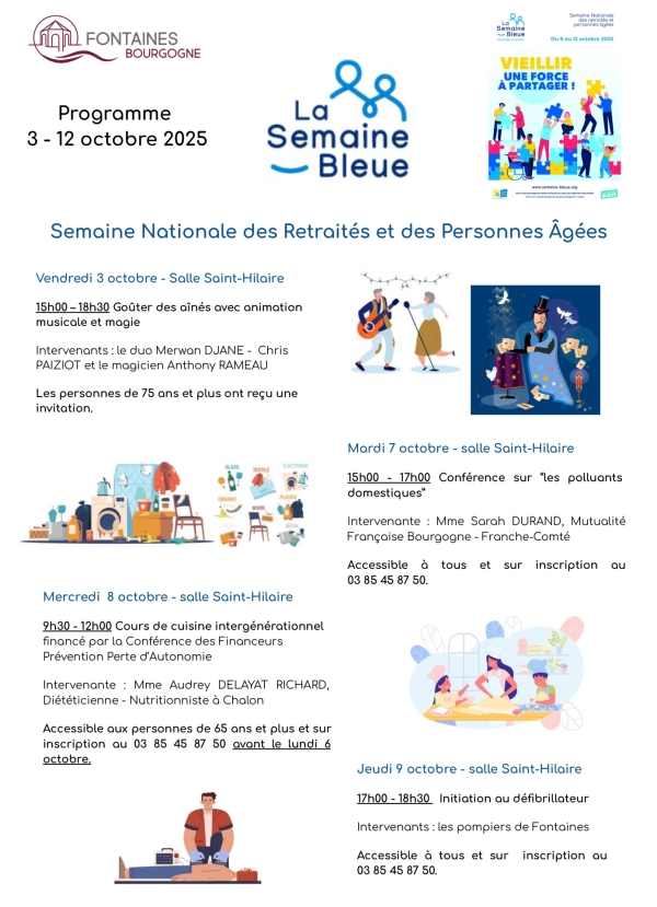 Fontaines : La Semaine Bleue, Semaine Nationale des Retraités et des Personnes Âgées du 3 au 12 octobre