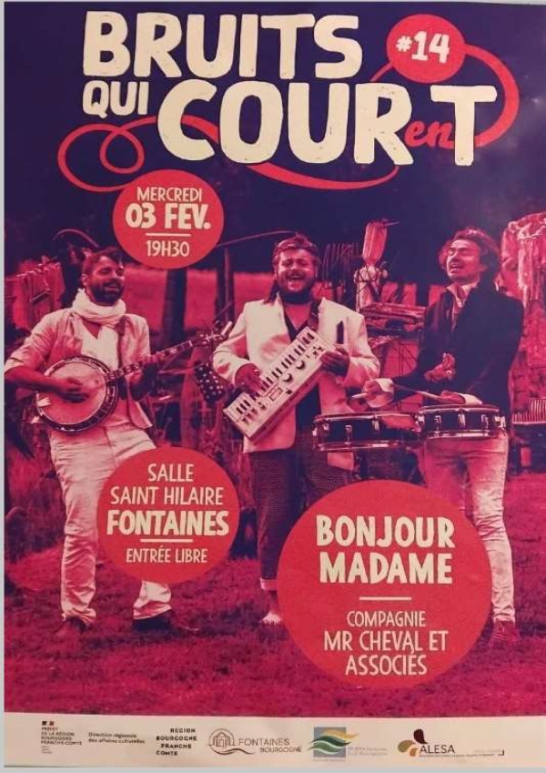 Fontaines : Premier spectacle de la saison culturelle fontenoise dans le cadre du partenariat municipalité lycée "Bruits qui courent" Mardi 3 février salle st hilaire 19H30
