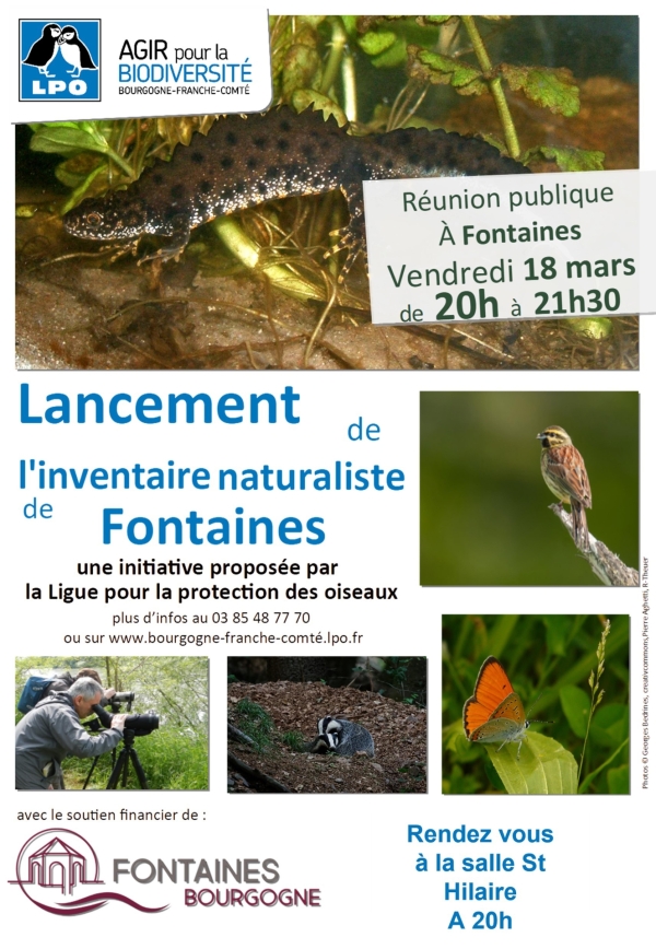 réunion de lancement de l'inventaire de biodiversité communale à Fontaine vendredi 18 mars