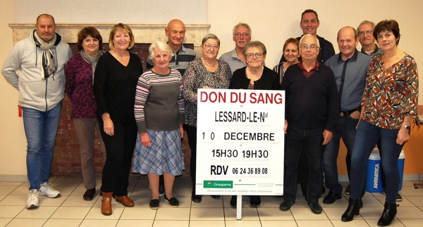 Collecte de sang à Lessard le National le vendredi 10 décembre de 15h30 à 19h30 à la salle des fêtes  